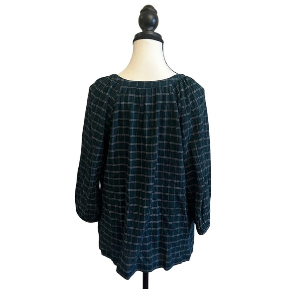 J Jill Green Plaid 3/4 Sleeve Button Front Shirt Top Tall Size S - Picture 2 of 8